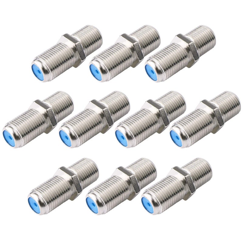 SAISN F81 Coaxial Cable Connector 3GHz F-Type RG6 Cable Extension Adapter (Pack of 10, Silver) - Image 1